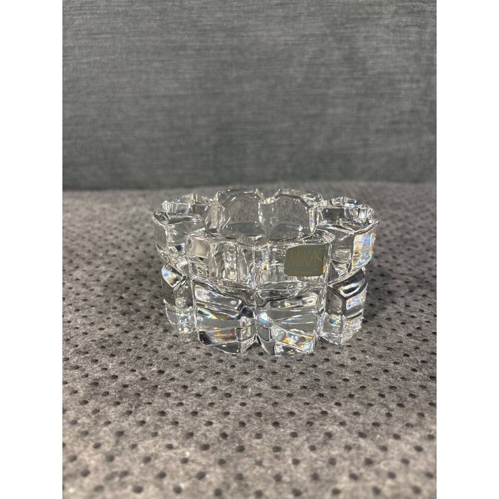 Mikasa Germany Crystal Geometric Candle Holder Handcrafted Art Glass